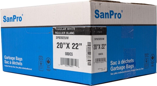 SanPro® White Polyethylene Garbage Bags 20'' x 22'' CS/500.